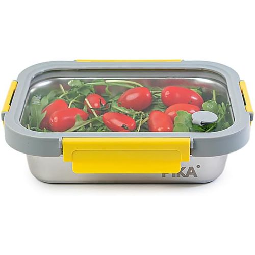 Kgabery-Boite Alimentaire 820ml En Inox Et Couvercle En Verre Trempé¿Hermétique Et Légère¿Compatible Micro-Ondes,Four,Congélateur¿Metalshock