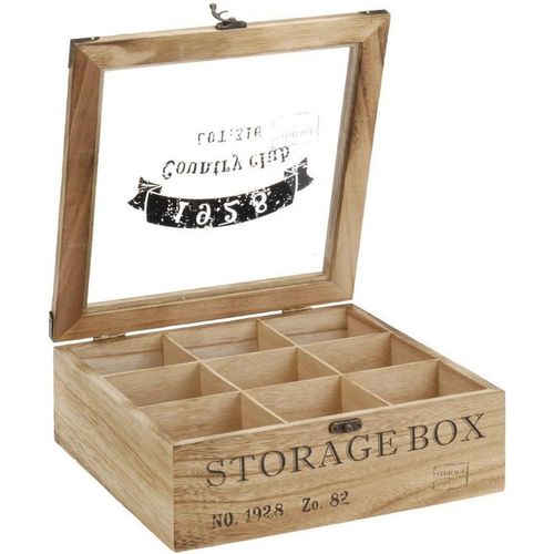 KGABERY-Boîte À Thé En Bois Rectangulaire (6 Compartiments) Ou Carrée (9 Compartiments) Style Rétro,Bois,Modèle 2,9 Fächer