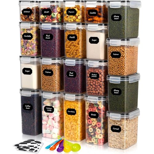Kgabery-Boite De Rangement Cuisine,Lot De 20 Boite Hermetique Alimentaire Avec Couvercle,Boite Alimentaire Plastique Cuisine Pour Céréales,Pâtes,Farine,Sucre Etc
