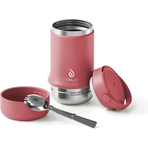 Kgabery-20oz Double Paroi Acier Inoxydable Isolé Aliments Verre Avec Cuillère Pliable,Enfants Adultes Thermos Pour Aliments Chauds,Garder Chaud Et Frais (Rouge)