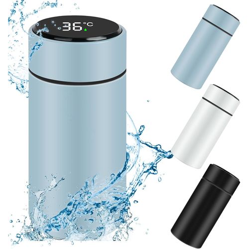 Kgabery-Bouteille Isotherme,Mini Gourde Isotherme En Acier Inoxydable,200ml Bouteille D'eau Intelligente Avec Affichage Led De La Température,Etanche,Sans Bpa,Pour Running,École,Bureau|Bleu