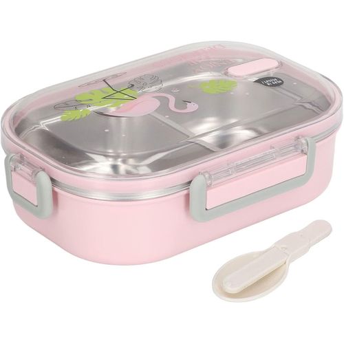 Kgabery-Boîte À Bento Pour Enfants Et Adultes,Boîte À Lunch En Acier Inoxydable 304 Compartiment Doublure Isolation Thermique Bento Boîte À Lunch Illustration Style Récipient Anti-Fuite Pour Étudiant