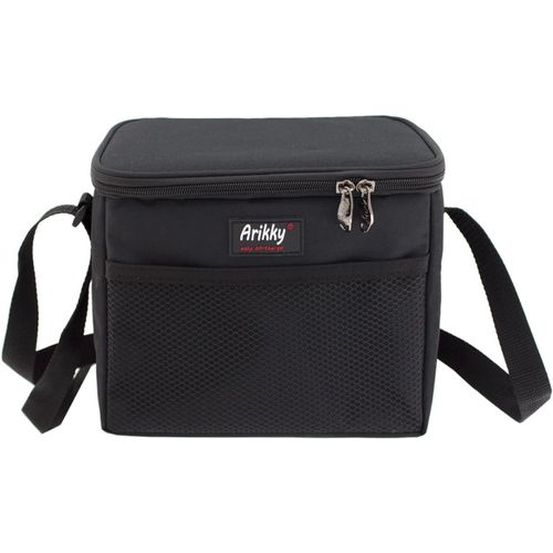 Kgabery-Sac À Déjeuner Isotherme Souple Avec Sangle Réglable,6 Canettes,Pour Adultes Et Enfants,Travail,Pique-Nique,École,5,5 L,Noir Uni