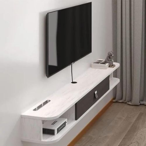 Étagère Tv Flottante En Bois, Suspendu Etagere Avec Rangement, Support Tv Mural Meubles Armoire With Doors[m3614]