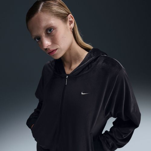 Sweat À Capuche Et Zip Ample En Velours Nike Sportswear Chill Knit Pour Femme - Noir