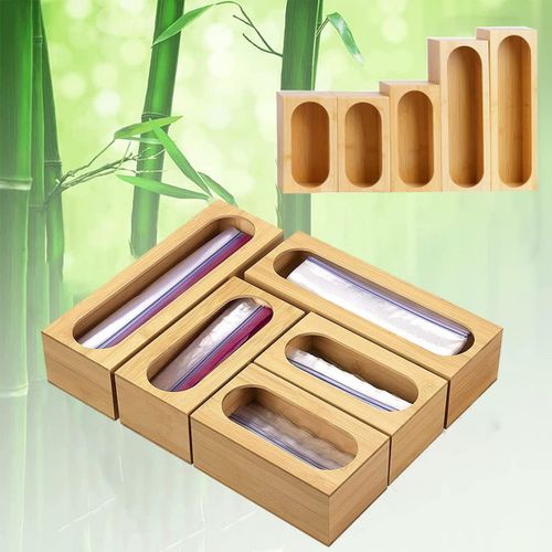 Kgabery-Organisateur De Tiroir En Bambou Rustique-Contenant De Stockage Alimentaire-Sacs De Différentes Tailles-Compatible Avec La Plupart Des Marques