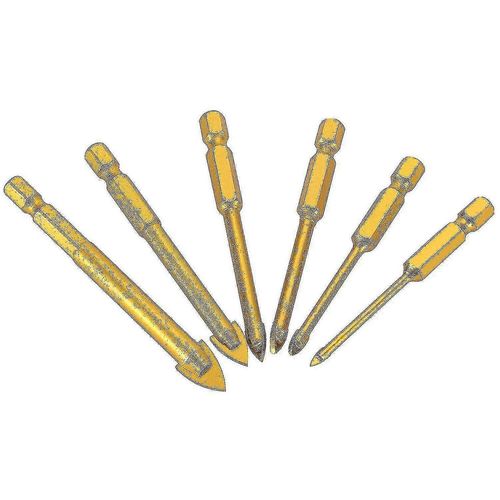 6pcs Glass Drill Bits Set Tuile Céramique Forage Set 3/4/5/6/8/10mm avec 1/4inch Hex Shank pour Porce