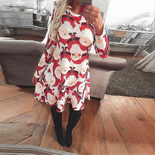 Fête Femme Robes De Noël Dames Noël Noël Swing Mini Robe Bonhomme De Neige