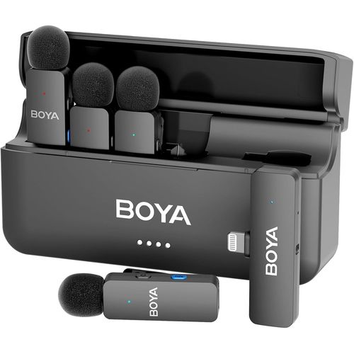 CLICKSELL-By-V4D Mini Microphone Cravate Sans Fil Pour Smartphone Iphone, 4 Micros Sans Fil À Clipser Pour Enregistrement Vidéo, Podcast, Interview, Streaming, Vlog Youtube