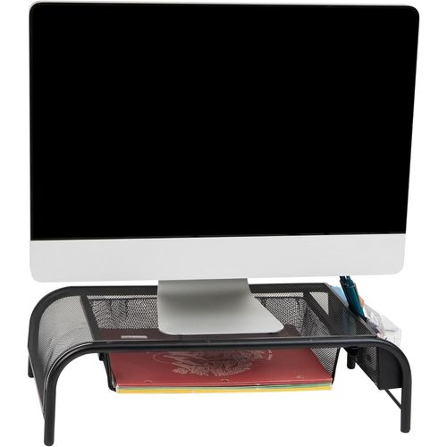CLICKSELL-Mind Reader 'Ouvrir' Maille métallique Support de Moniteur avec tiroir, Noir