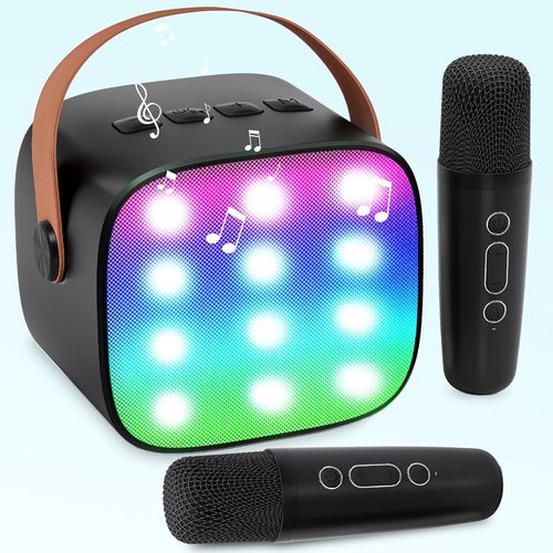 Clicksell-Machine De Karaoké Pour Enfants, Microphone De Karaoké, Haut-Parleur Bluetooth Portable Avec Effets De Lumière Led Pour Enfants Et Adultes, Cadeaux Pour Filles, Jouets Pour 3, 4, 5, 6, 7, 8