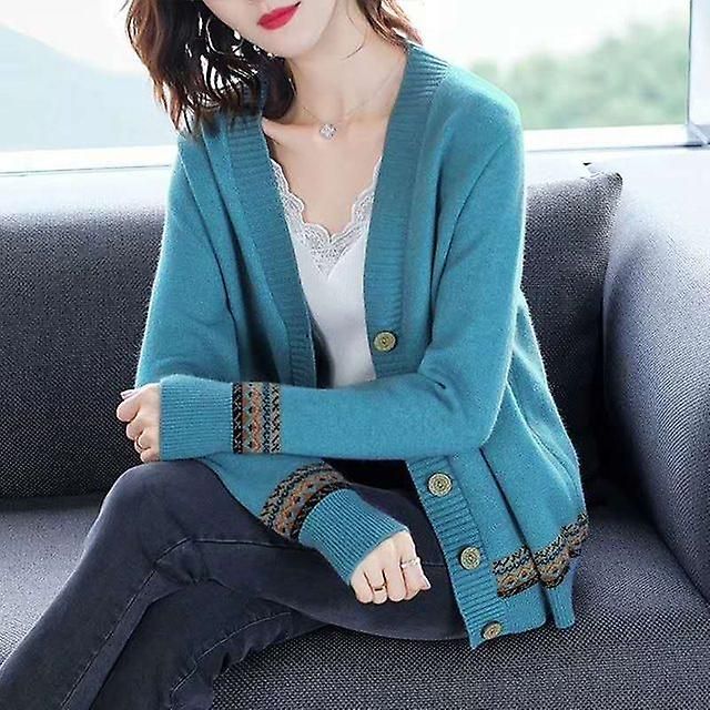 Cardigan Tricoté À Manches Longues Pour Femme, Grande Taille, Vêtements D'automne, Col Décontracté, Pic D'hiver Pour Femme Verte Et Rose, Couleur Xxl, Vert