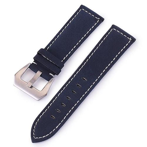 Bracelet De Montre En Cuir Véritable Pour Hommes Et Femmes, 22mm, Bleu Marine