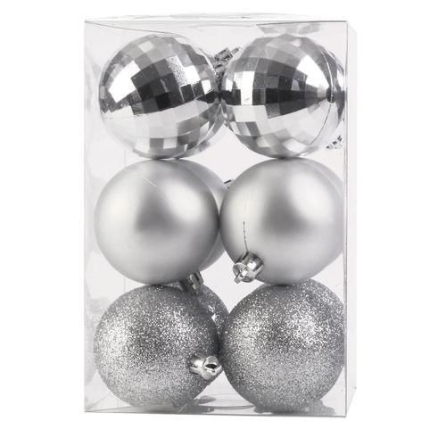 Boule D'ornement D'arbre De Noël 12 Pièces, Boule De Décoration De Fête De Vacances Du Nouvel An, Diamètre 6cm Argent 6cm