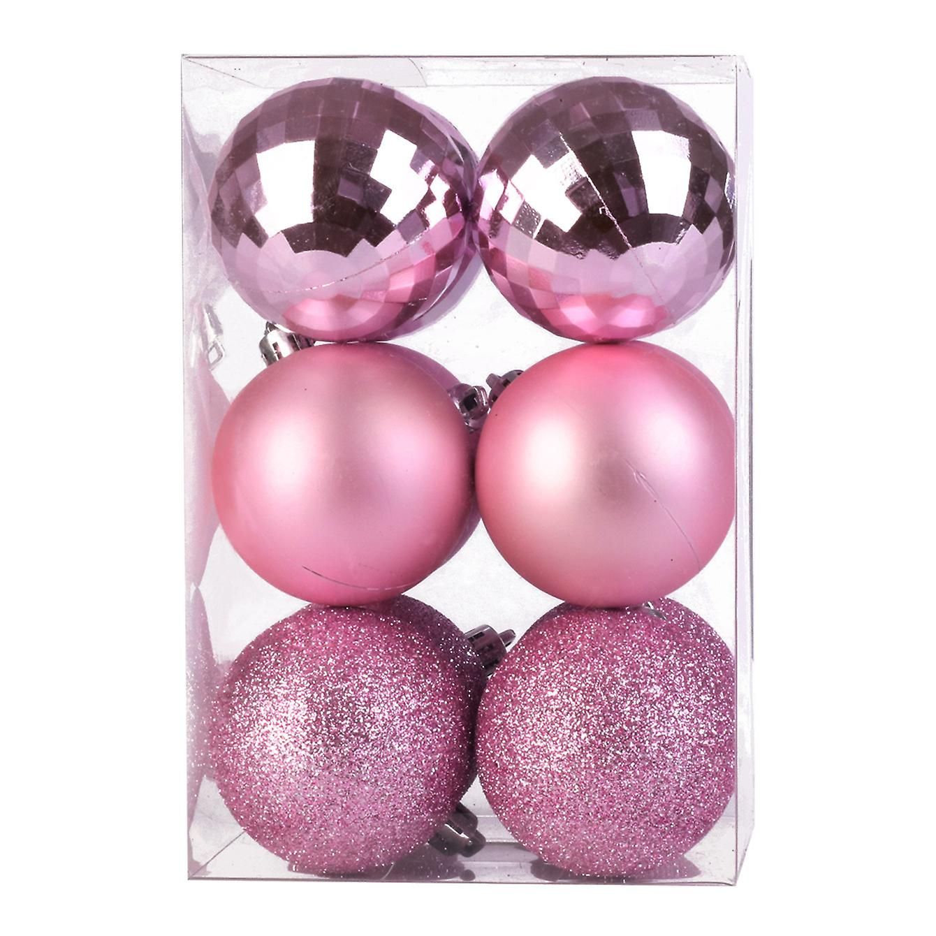 12 Pièces Boule D'ornement D'arbre De Noël, Boule De Décoration De Fête De Vacances De Nouvel An, Diamètre 6 Cm Rose 6 Cm