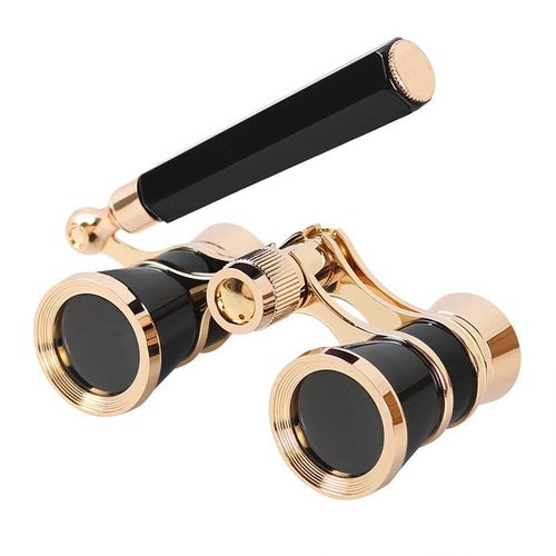 Jumelles d'opéra 3x25 avec lentilles traitées, jumelles de théâtre avec poignée en verre traité, cadeaux pour filles (noir et or)