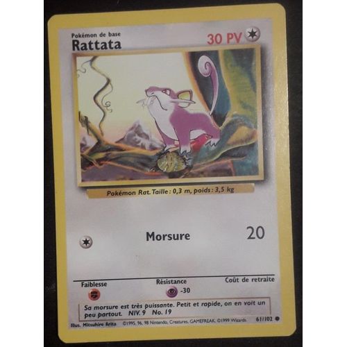 Carte Pokémon Rattata 61/102 - Set De Base Wizards (Fr)