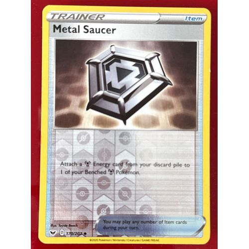 Carte Pokémon Métal Saucer Reverse Épée Et Bouclier En Anglais 170/202