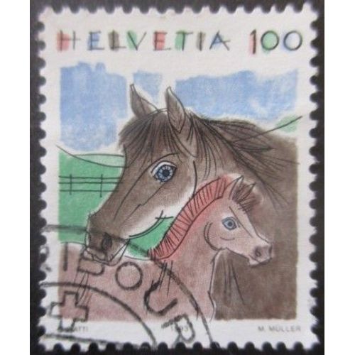 Suisse N°1419 Chevaux Oblitéré