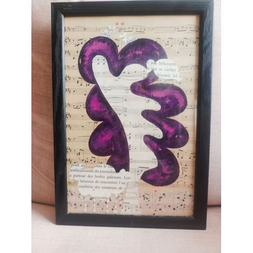 Tableau Sur Papier Note De Musique ( Ancien) Original...