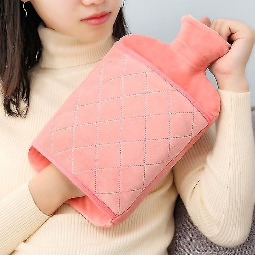 Bouillotte Pvc 1.0l Sac D'eau Chaude Avec Couverture Souple Sans Bpa Sans Odeur Pour Soulager La Douleur Faciliter Les Douleurs Thérapie Chaude Froide Rose