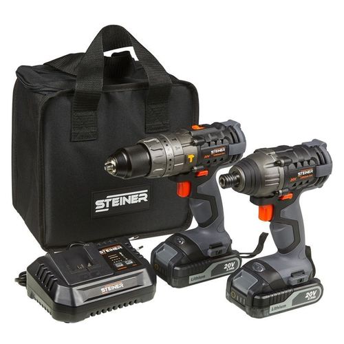 Steiner Ensemble perceuse percussion + visseuse a choc sans fil 20v + 2 batteries 2.0ah