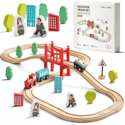 Tiny Land Circuit Train Enfant,Trains et véhicules & rails Pack(39 pcs)