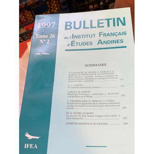 Bulletin De L’Institut Français D’Études Andines 1997 Tome 26 N2