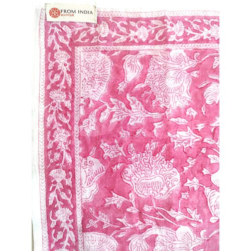 Echarpe Foulard Bandana " Delhi " Voile De Coton Indien Block Print 50x50 Centimètres