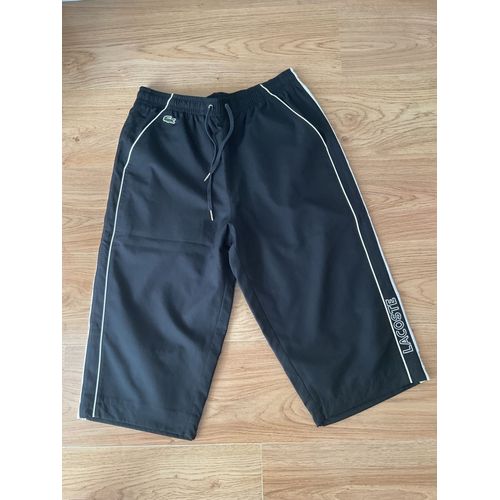 Pantacourt Homme Polyester Noir Et Blanc Taille 4 Marque Lacoste