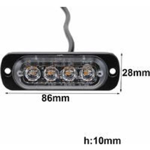 4 Lampes D'avertissement Flash D'Urgence LED Stroboscopique 12/24V