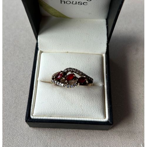 Bague En Argent 925 Grenat Taille 56