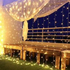 rideau lumineux noel avec étoile lune, 2m 138 led guirlande lumineuse de  fenêtre, 8 modes, connectable, decoration noel exterieur