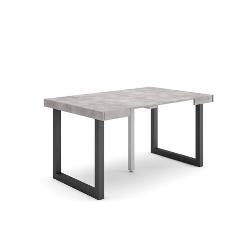 Table Console Extensible, Console Meuble, 140, Pour 6 Personnes, Pieds Bois Massif, Style Moderne, Ciment