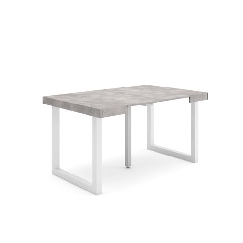 Table Console Extensible, Console Meuble, 140, Pour 6 Personnes, Pieds Bois Massif, Style Moderne, Ciment