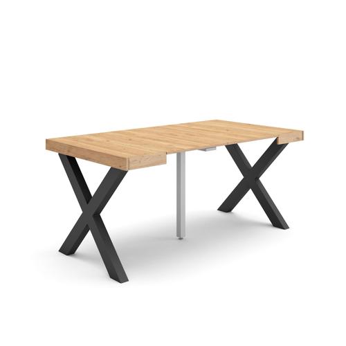 Table Console Extensible, Console Meuble, 160, Pour 8 Personnes, Pieds Bois Massif, Style Moderne, Chêne