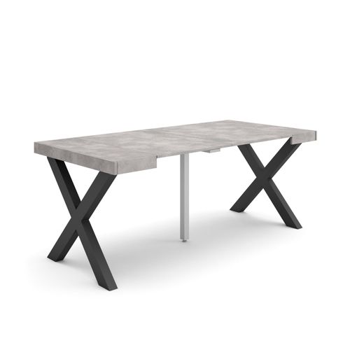 Table Console Extensible, Console Meuble, 180, Pour 8 Personnes, Pieds Bois Massif, Style Moderne, Ciment