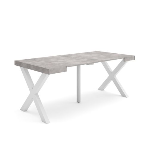 Table Console Extensible, Console Meuble, 180, Pour 8 Personnes, Pieds Bois Massif, Style Moderne, Ciment