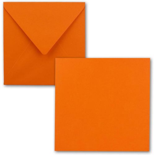 Lot De 50 Cartes Simples,Carrées,15 X 15cm,Avec Enveloppes,En Orange,Pour Cartes De V?ux,Etc.