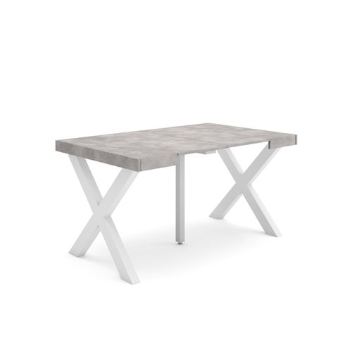 Table Console Extensible, Console Meuble, 140, Pour 6 Personnes, Pieds Bois Massif, Style Moderne, Ciment