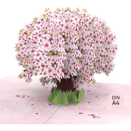 Carte pop-up Sakura XXL-Carte fleurs de cerisier d'anniversaire geante 3D pour femmes (maman,mamie,marraine),Carte de remerciement,Grande carte de depart collegue ou retraite geante