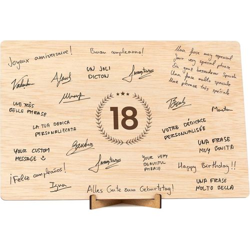 Carte Anniversaire 18 ans Bois. Cadeau géante Carte Decoration deco Cadeaux joyeux Anniversaire fille homme anniv 18 ans voeux Anniversaire Happy Birthday fille garcon garçon (18)