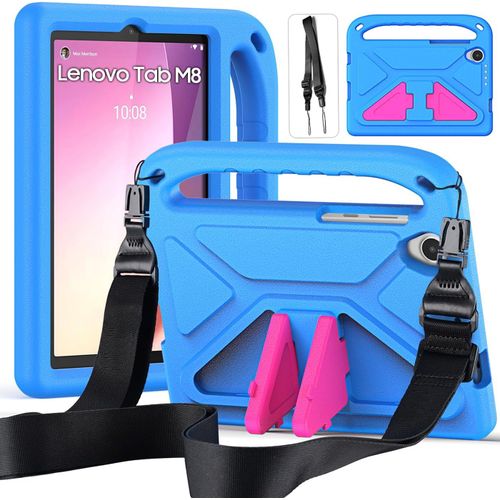 Enfants Coque Pour Lenovo Tab M8 8 Pouces (4Th Gen)/M8 Hd/M8 Fhd/Smart M8 Fhd/M8 3Rd Gen, Léger Anti-Dérapants Housse Avec Poignée Et Avec Bandoulière, Bleu[SEL6273061]
