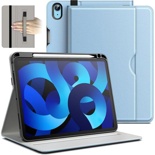 Coque Pour Ipad Air 11 Pouces M3/M2 (2025/2024), Ipad Air 5/4 (2022/2020 5ème/4ème Génération), Pu Cuir Folio Protecteur Housse Étui De Tablette Avec Porte-Stylet & Poche (Bleu Cie[Sel6273594]
