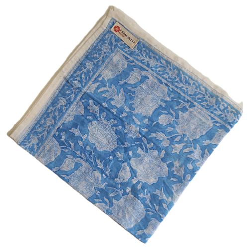 Echarpe Foulard Bandana "Goa" Voile De Coton Indien Block Print 50x50 Centimètres