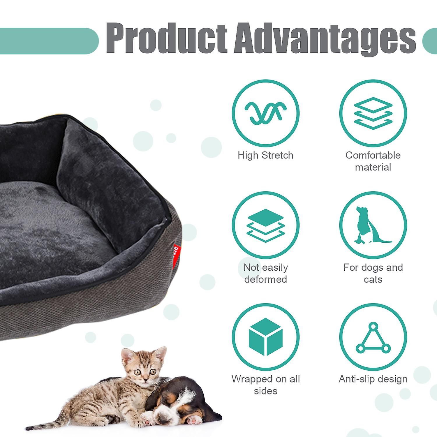 M Flanelle Simple Carr Litire Pour Animaux De Compagnie Do... - 4