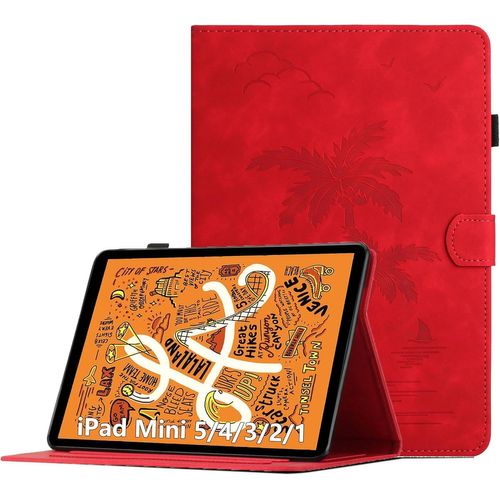 Coque Pour Ipad Mini 7.9 Pouces, Ipad Mini 5/4/3/2/1, Housse De Protection Multi-Angles Étui En Cuir Pu Avec Fente Pour Carte, Auto Réveil/Sommeil, Rouge[Sel6275422]