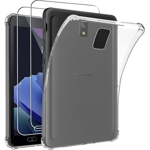 Coque Pour Samsung Galaxy Tab Active 3 + [2 Pièces] Verre Trempé, Souple Silicone Protection Étui[Antichoc][Anti-Rayures], Ultra Mince Transparente Housse Case Pour Galaxy Tab [Sel6275450]