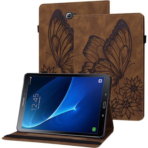 Coque Galaxy Tab A6 Housse En Cuir Pu Portefeuille Papillon En Relief Porte-Stylo Etui Tablette Pour Samsung Galaxy Tab A 10.1 Pouces 2016 Sm-T580 / Sm-T585 - Brun[Sel6275060]