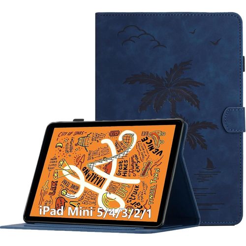 Coque Pour Ipad Mini 7.9 Pouces, Ipad Mini 5/4/3/2/1, Housse De Protection Multi-Angles Étui En Cuir Pu Avec Fente Pour Carte, Auto Réveil/Sommeil, Bleu Marine[Sel6275361]